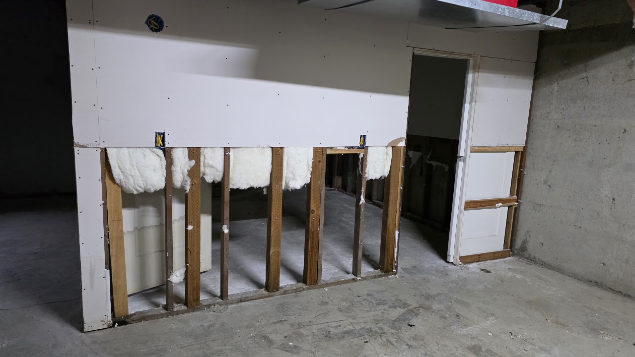 Access to wall cavities after material removal.